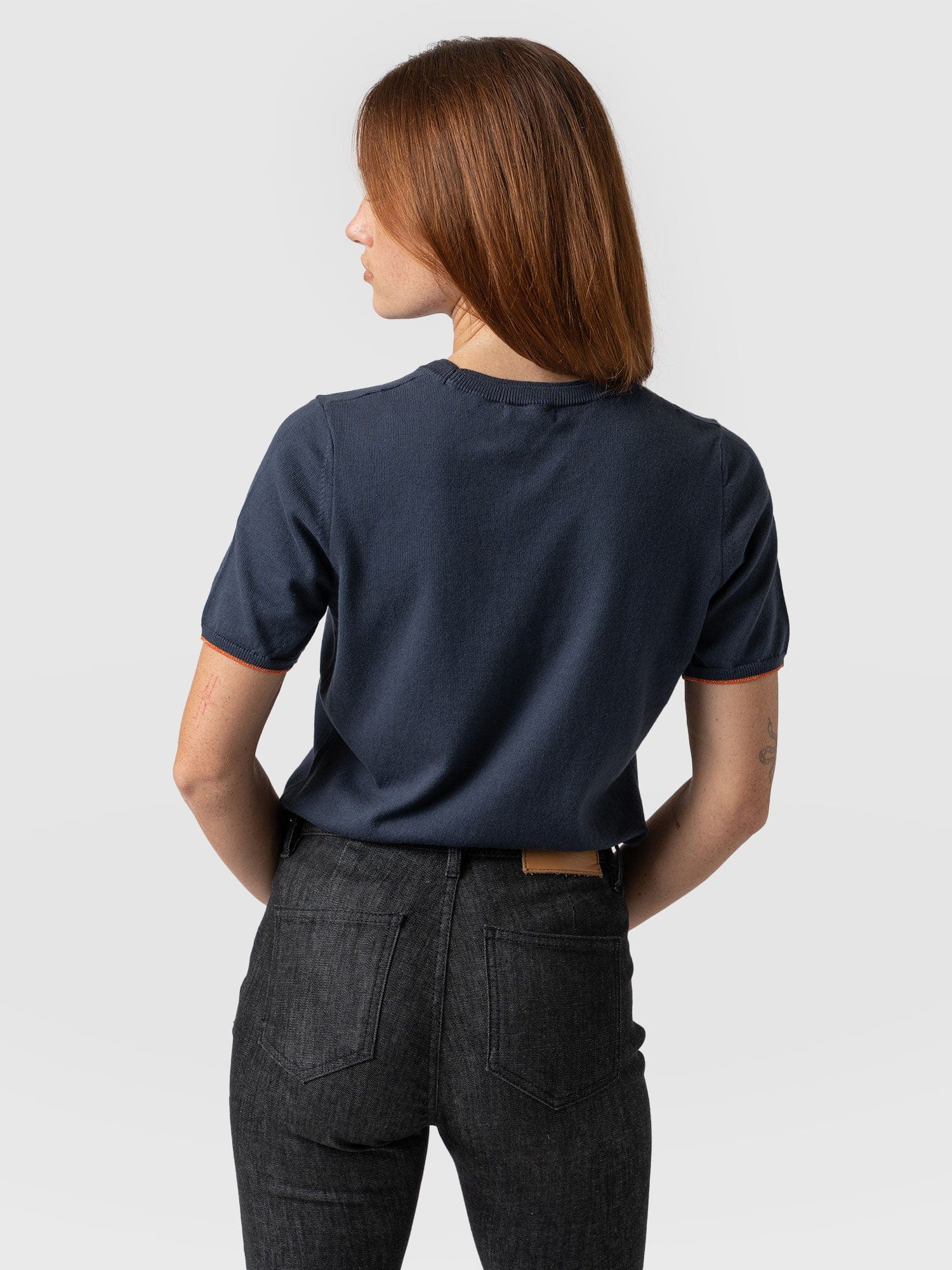 Rock Intarsia Jumper Short Sleeve - Navy